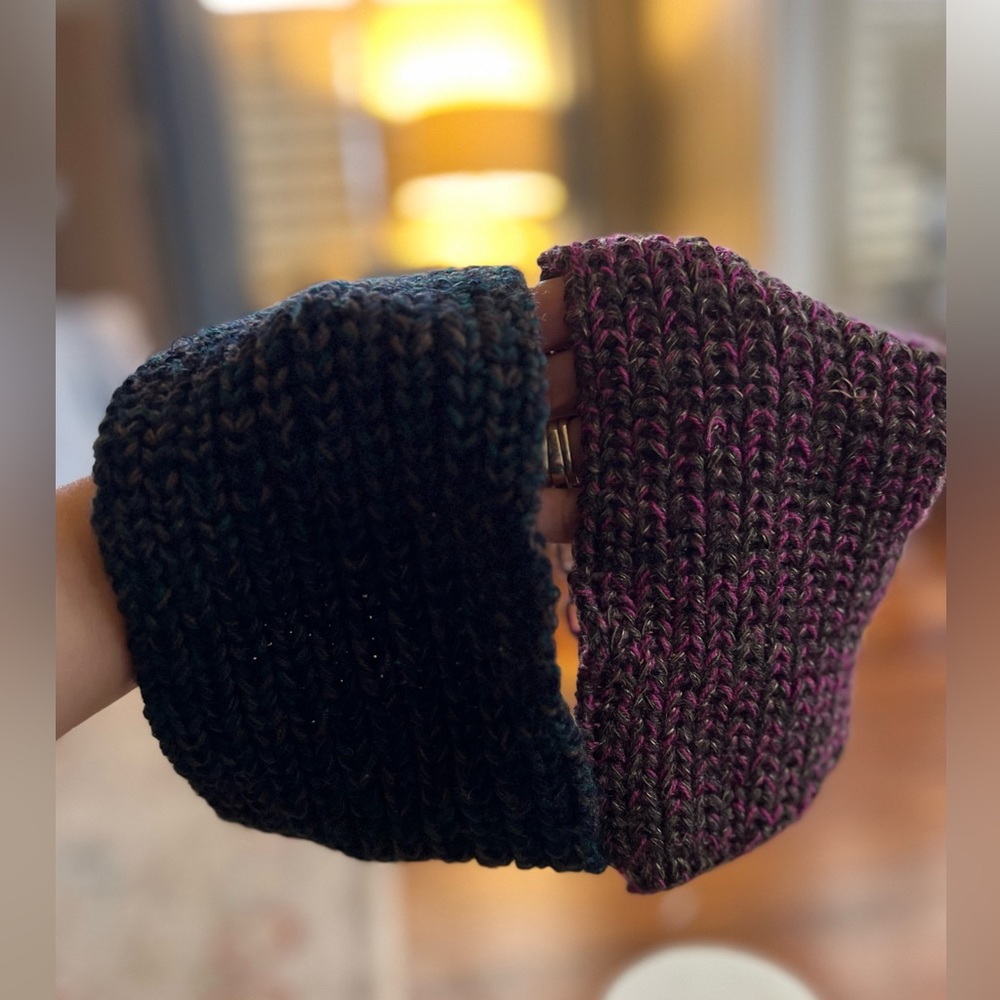 💜purple and black knitted headbands💜